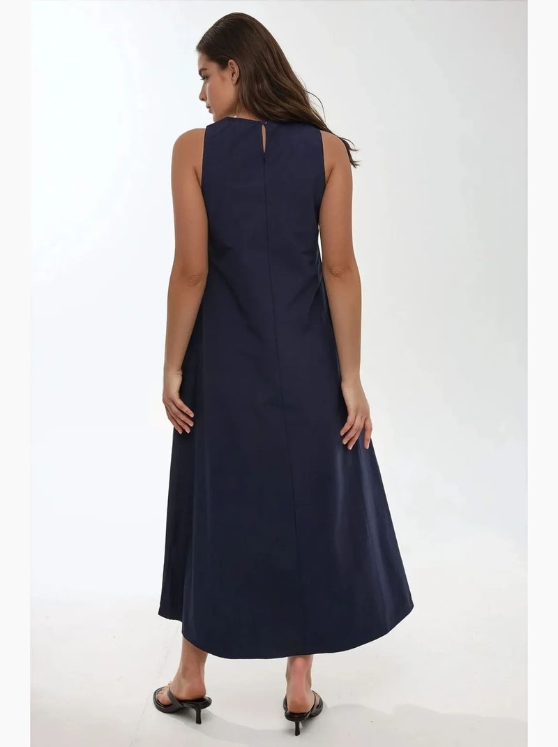 Mixray collection vestido maxi em a com decote redondo e sem mangas hiccup Azul-marinho - Kiabi