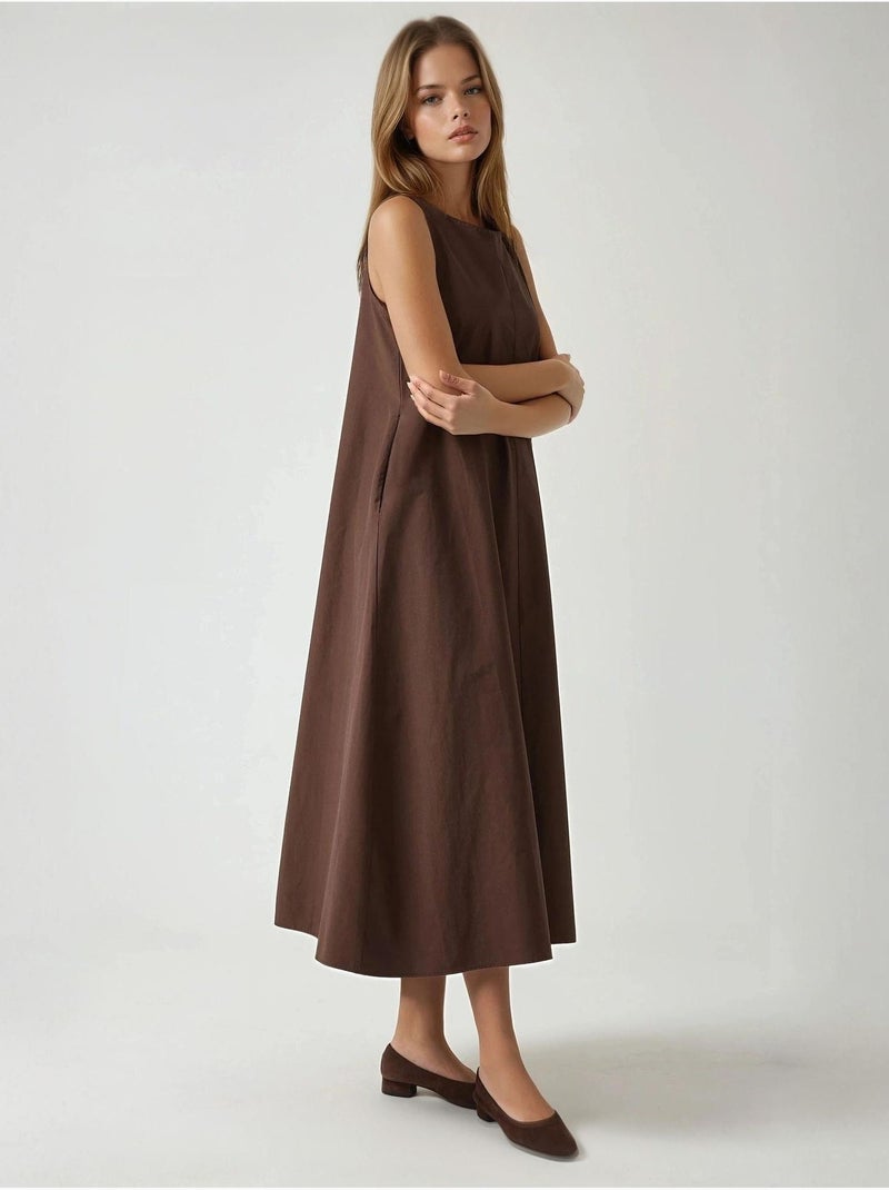 Mixray collection vestido maxi em a com decote redondo e sem mangas hiccup Castanho-escuro - Kiabi