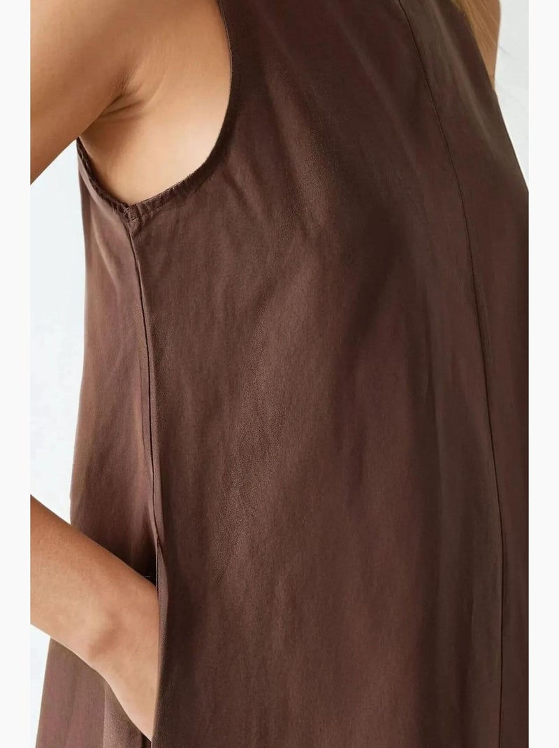 Mixray collection vestido maxi em a com decote redondo e sem mangas hiccup Castanho-escuro - Kiabi