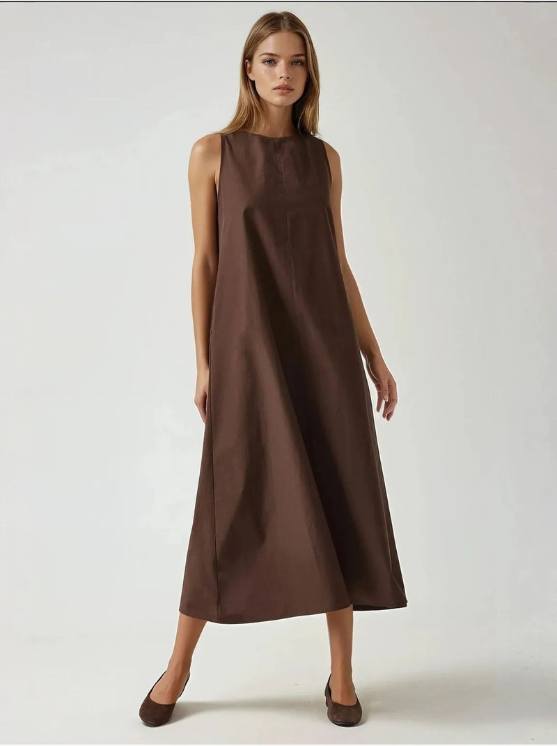 Mixray collection vestido maxi em a com decote redondo e sem mangas hiccup Castanho-escuro - Kiabi