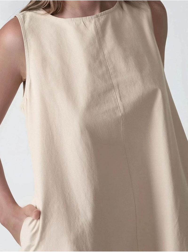 Mixray collection vestido maxi em a com decote redondo e sem mangas hiccup Marfim - Kiabi