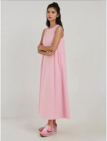 Mixray collection vestido maxi em a com decote redondo e sem mangas hiccup