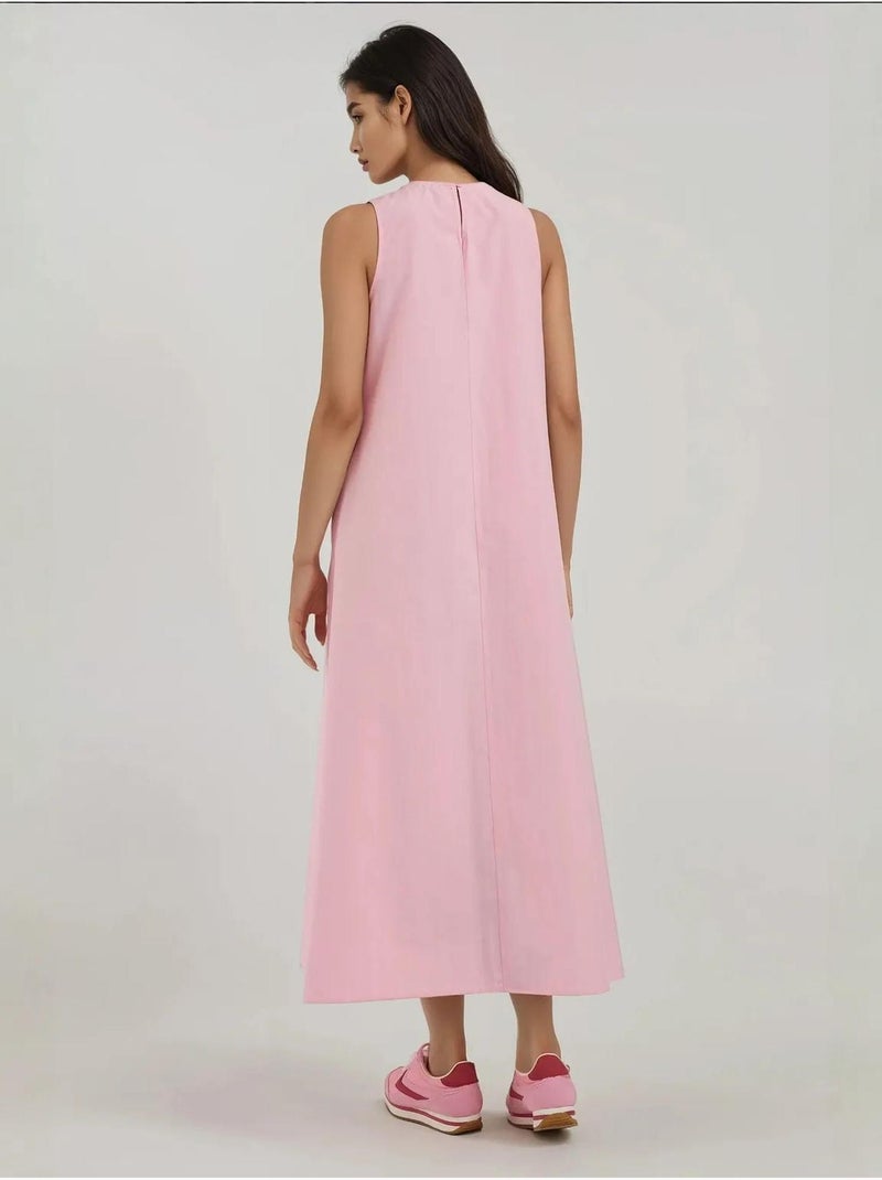 Mixray collection vestido maxi em a com decote redondo e sem mangas hiccup Rosa-claro - Kiabi