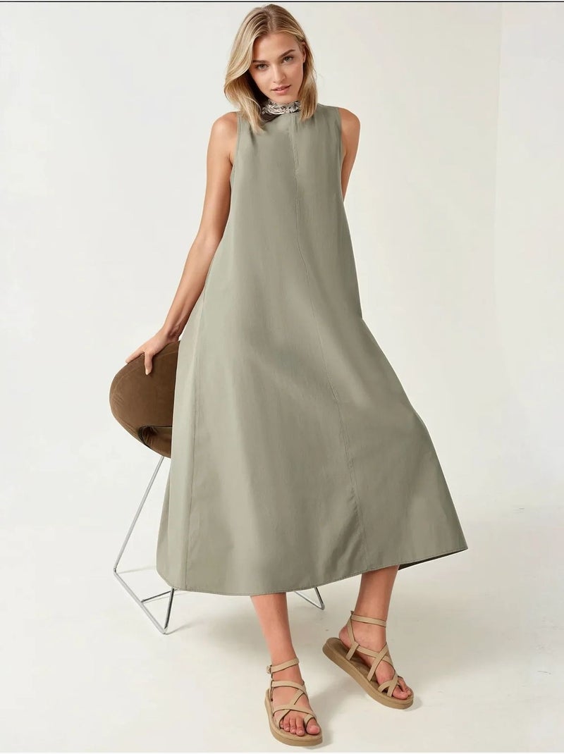 Mixray collection vestido maxi em a com decote redondo e sem mangas hiccup Verde pastel - Kiabi