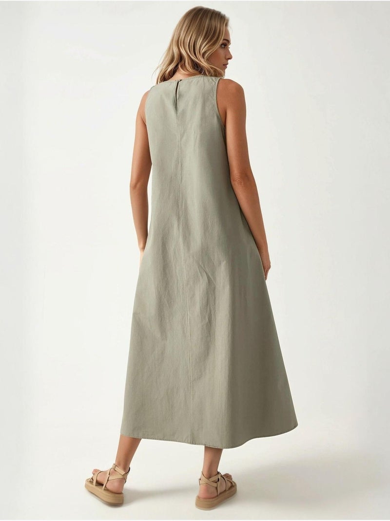 Mixray collection vestido maxi em a com decote redondo e sem mangas hiccup Verde pastel - Kiabi