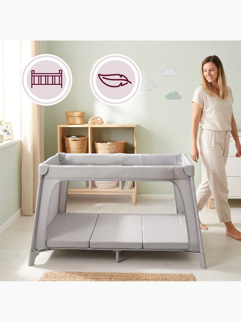 Moby-system colchão dobrável para berço de viagem e parque Cinza - Kiabi