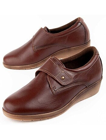 Mocassim Com Cunha Couro Natural Purapiel