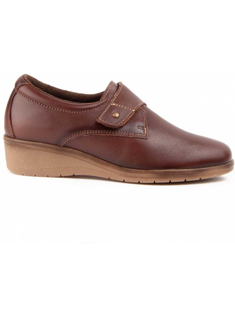Mocassim Com Cunha Couro Natural Purapiel Castanho - Kiabi