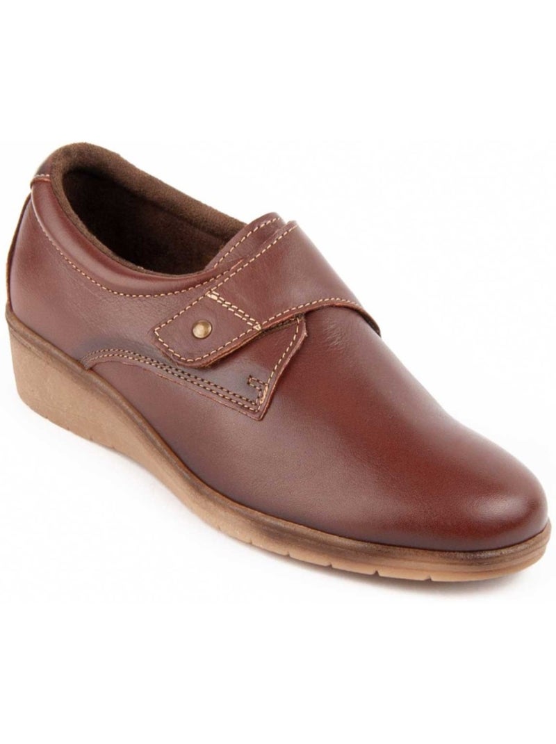 Mocassim Com Cunha Couro Natural Purapiel Castanho - Kiabi