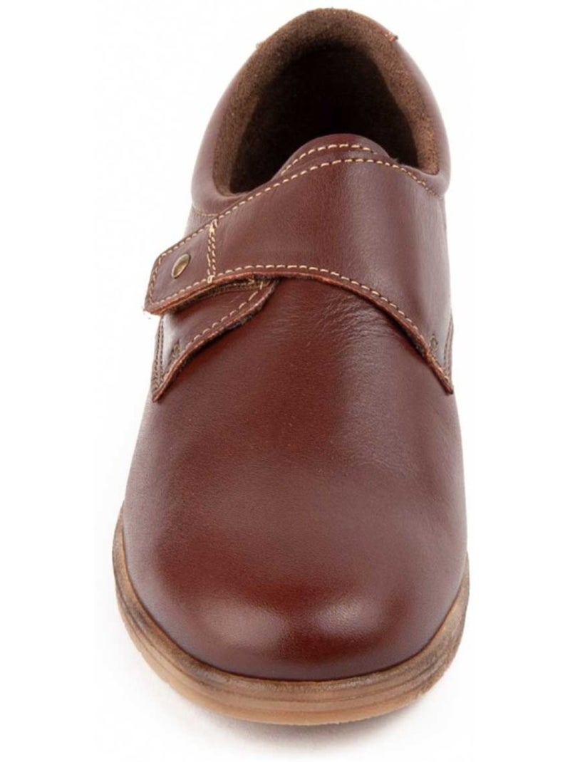 Mocassim Com Cunha Couro Natural Purapiel Castanho - Kiabi