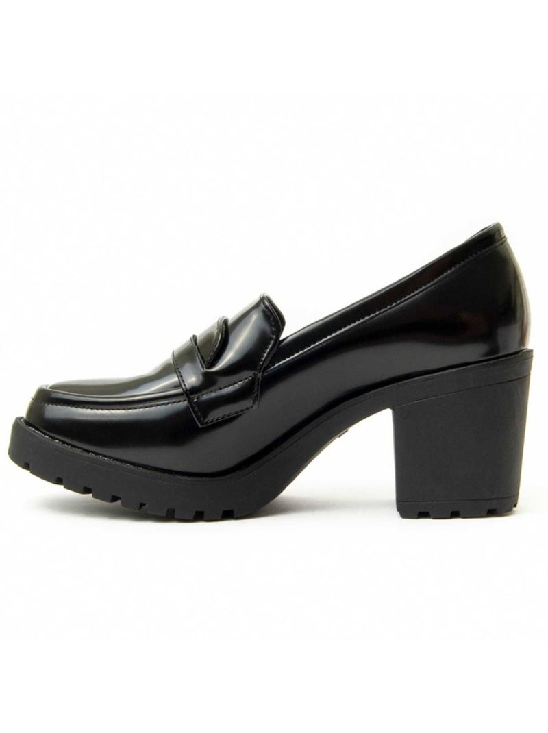 Mocassim Com Salto Material Sintético Montevita Preto - Kiabi