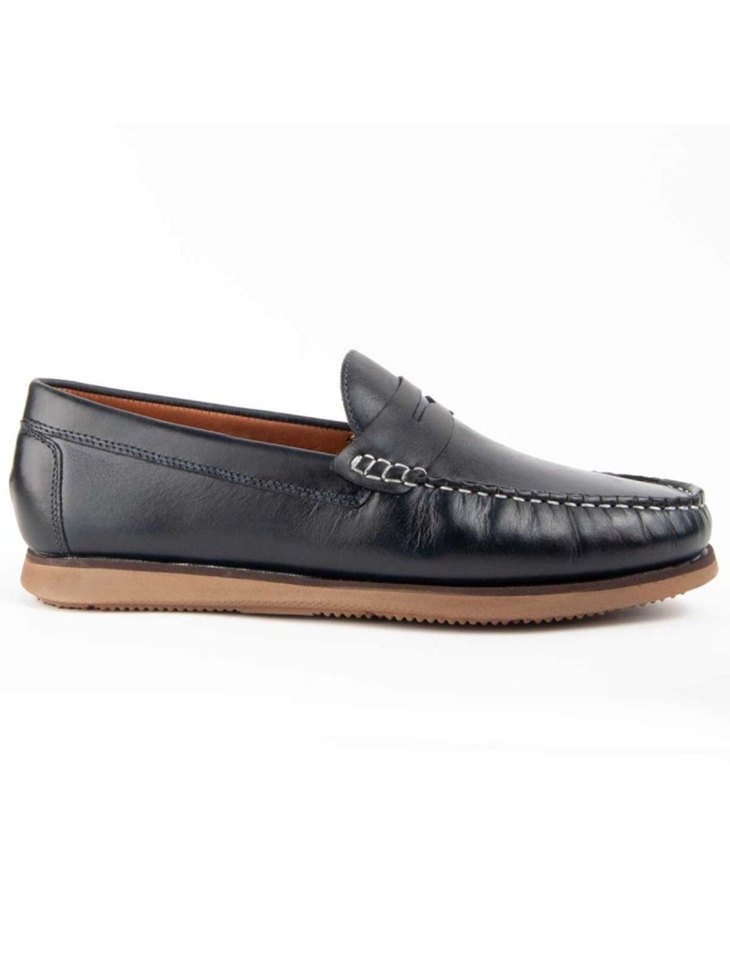 Mocassim Couro Natural Purapiel Azul - Kiabi
