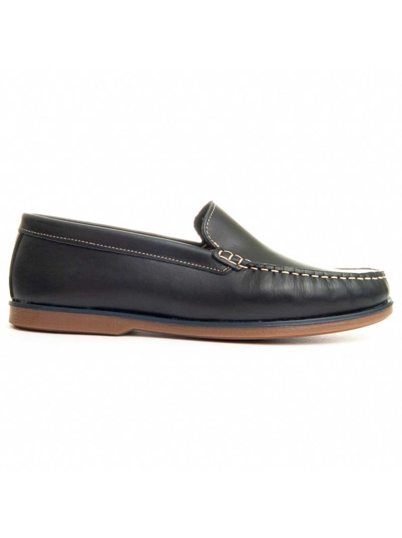 Mocassim Couro Natural Purapiel Azul - Kiabi