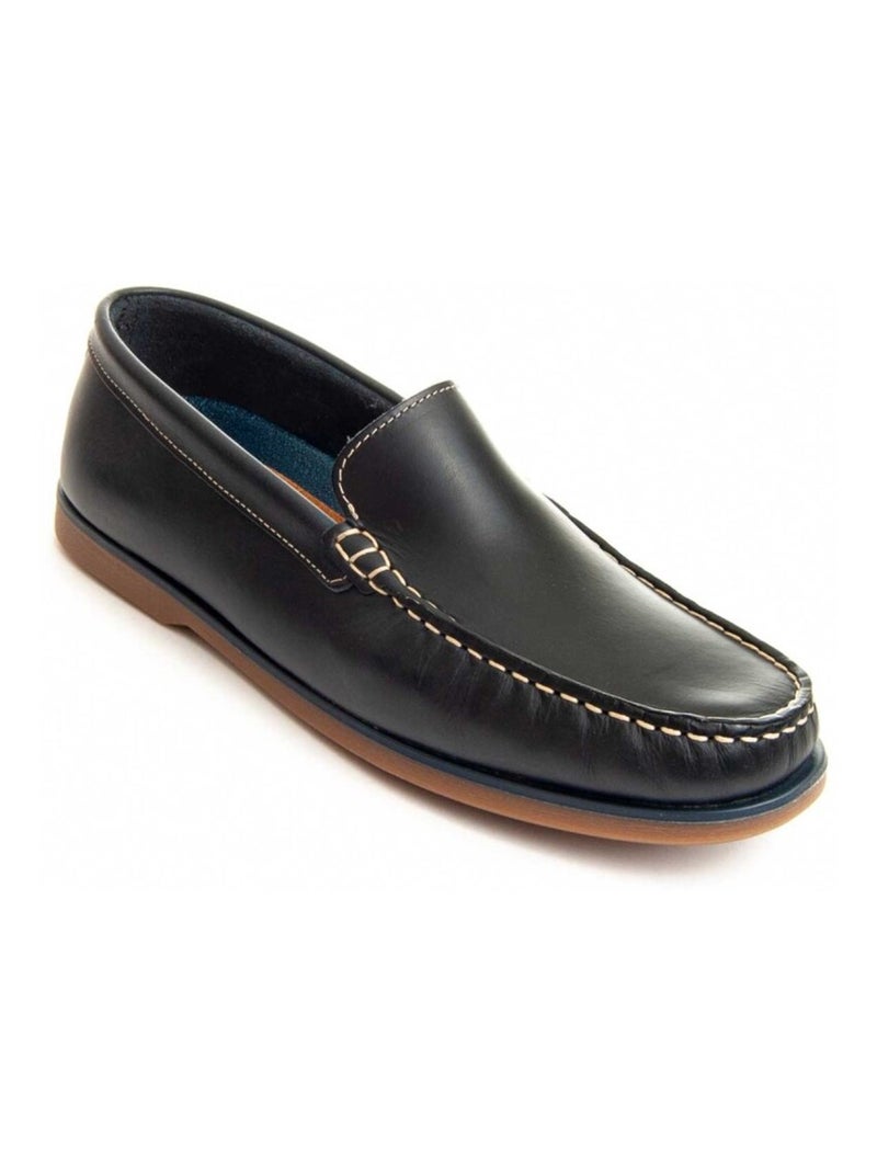 Mocassim Couro Natural Purapiel Azul - Kiabi