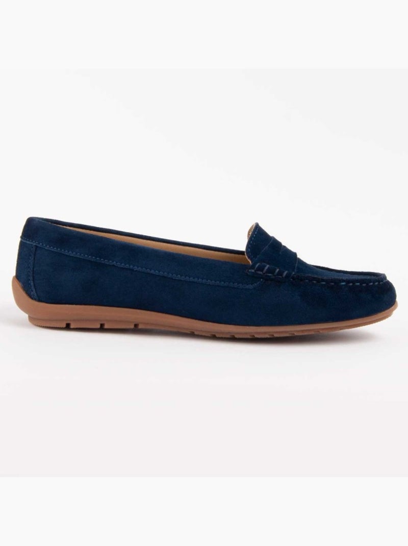 Mocassim Couro Natural Purapiel Azul - Kiabi