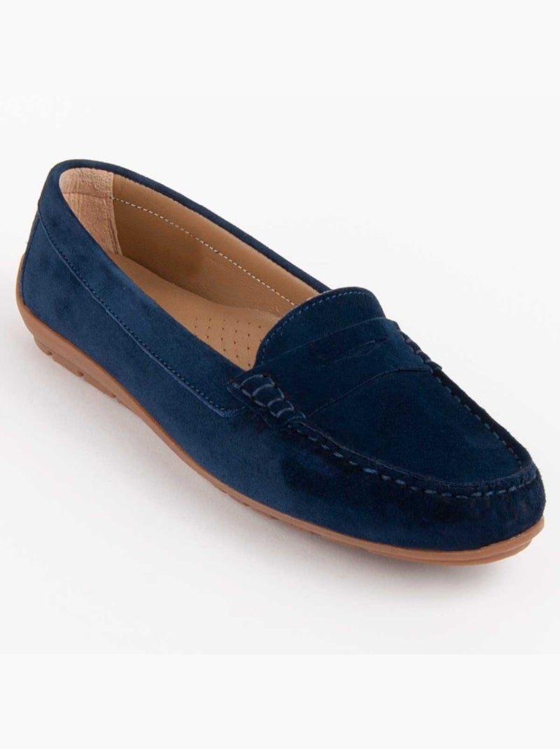 Mocassim Couro Natural Purapiel Azul - Kiabi