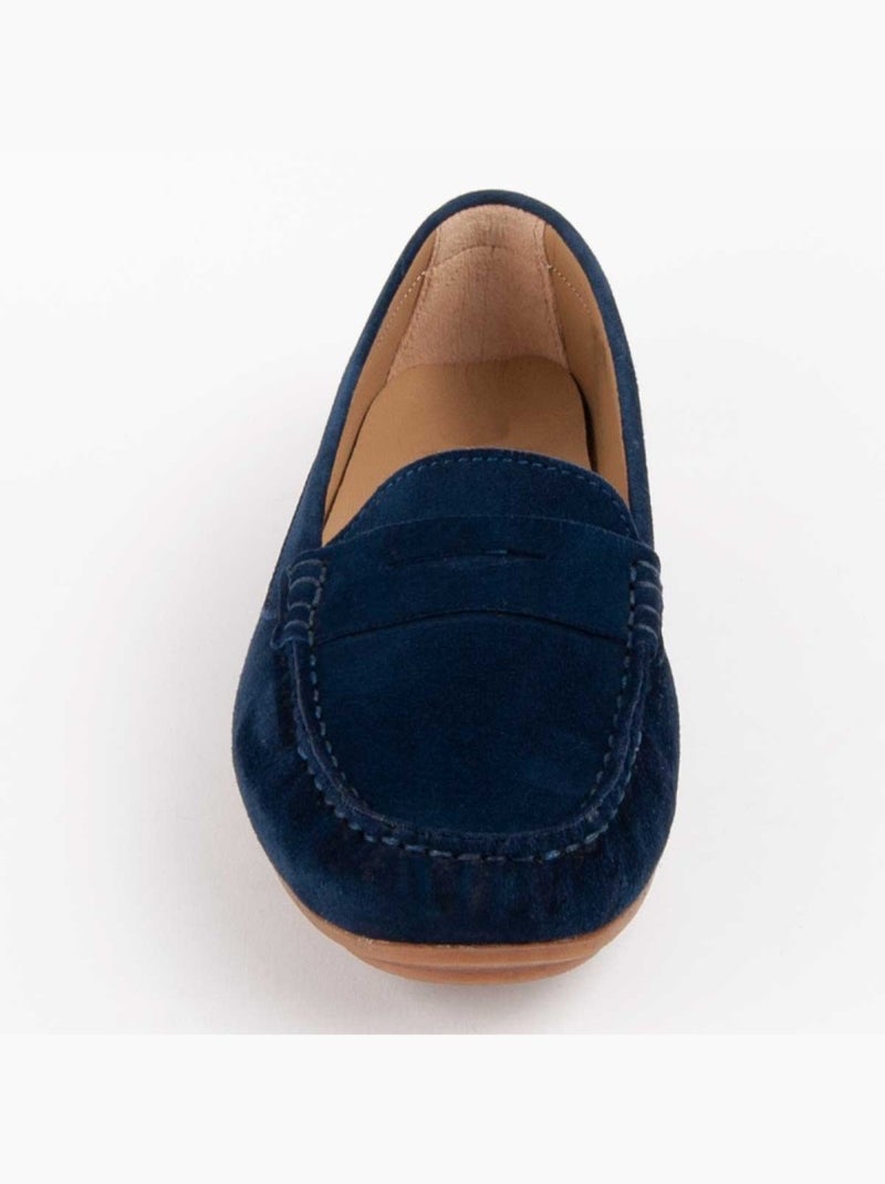 Mocassim Couro Natural Purapiel Azul - Kiabi