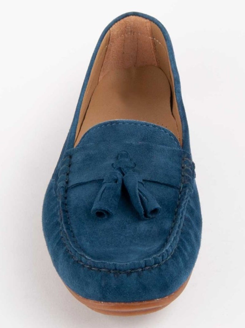 Mocassim Couro Natural Purapiel Azul - Kiabi