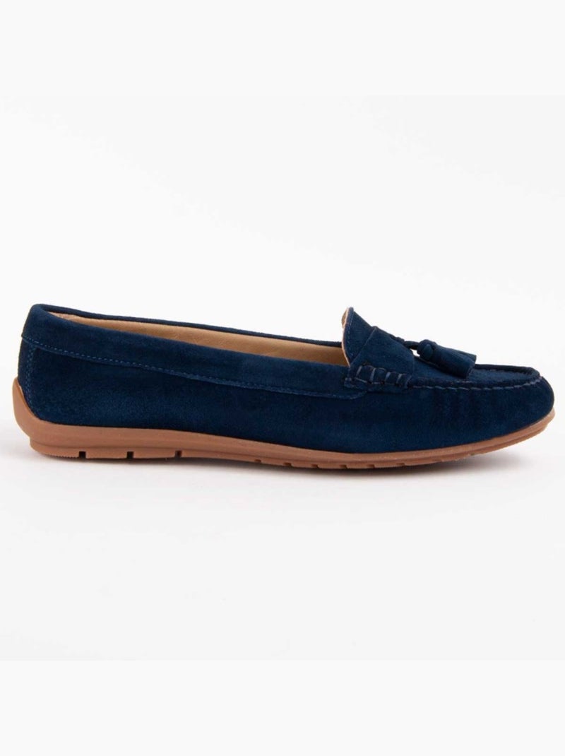 Mocassim Couro Natural Purapiel Azul - Kiabi