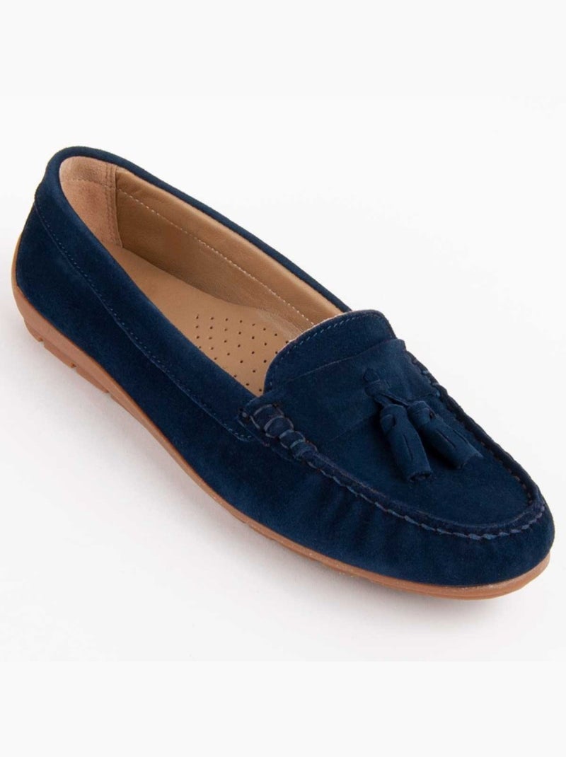 Mocassim Couro Natural Purapiel Azul - Kiabi