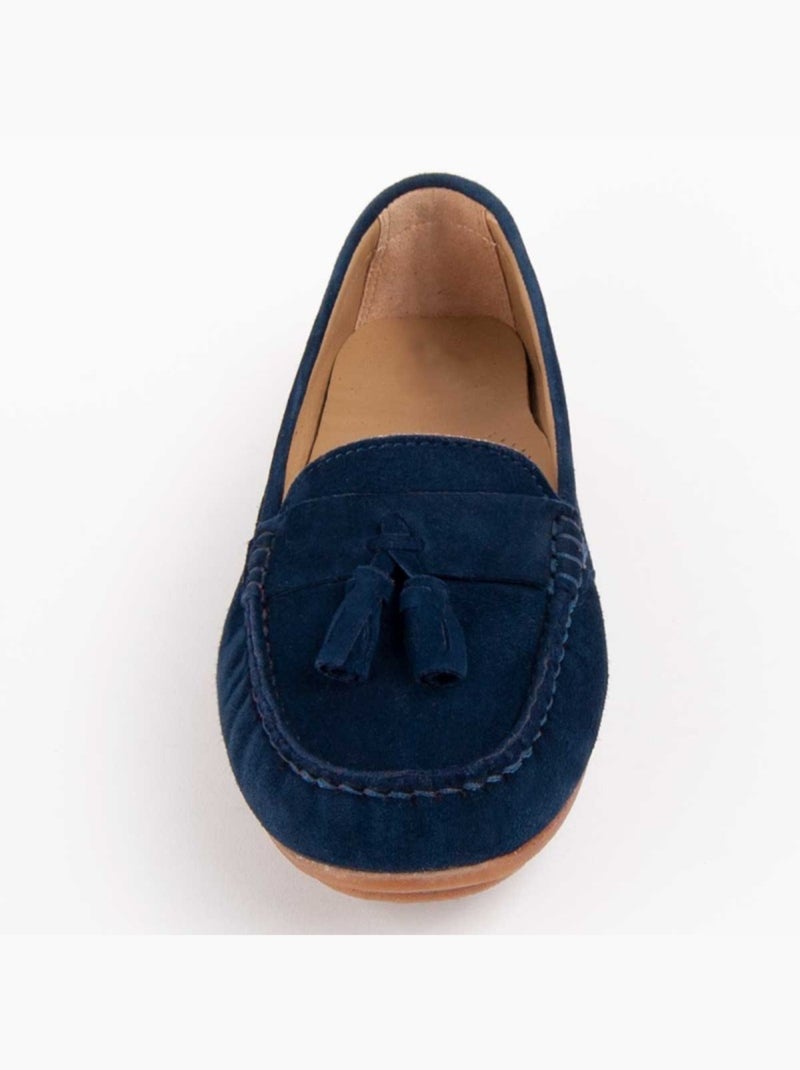 Mocassim Couro Natural Purapiel Azul - Kiabi