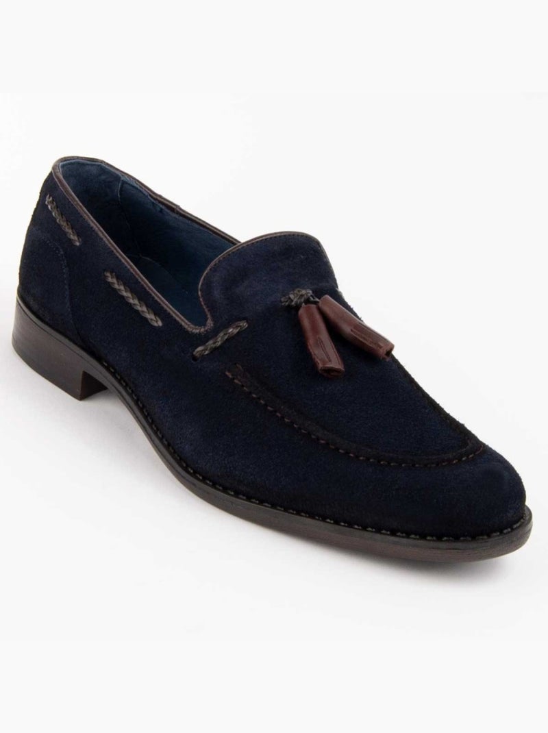 Mocassim Couro Natural Purapiel Azul - Kiabi