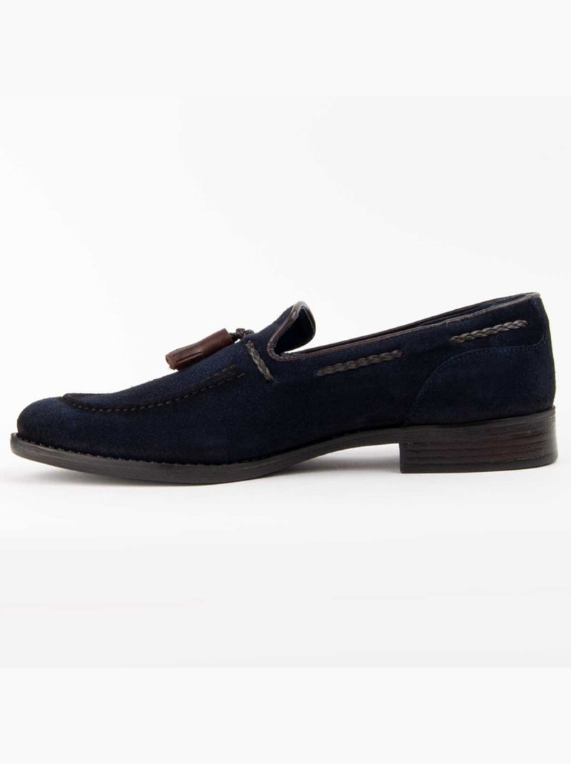 Mocassim Couro Natural Purapiel Azul - Kiabi