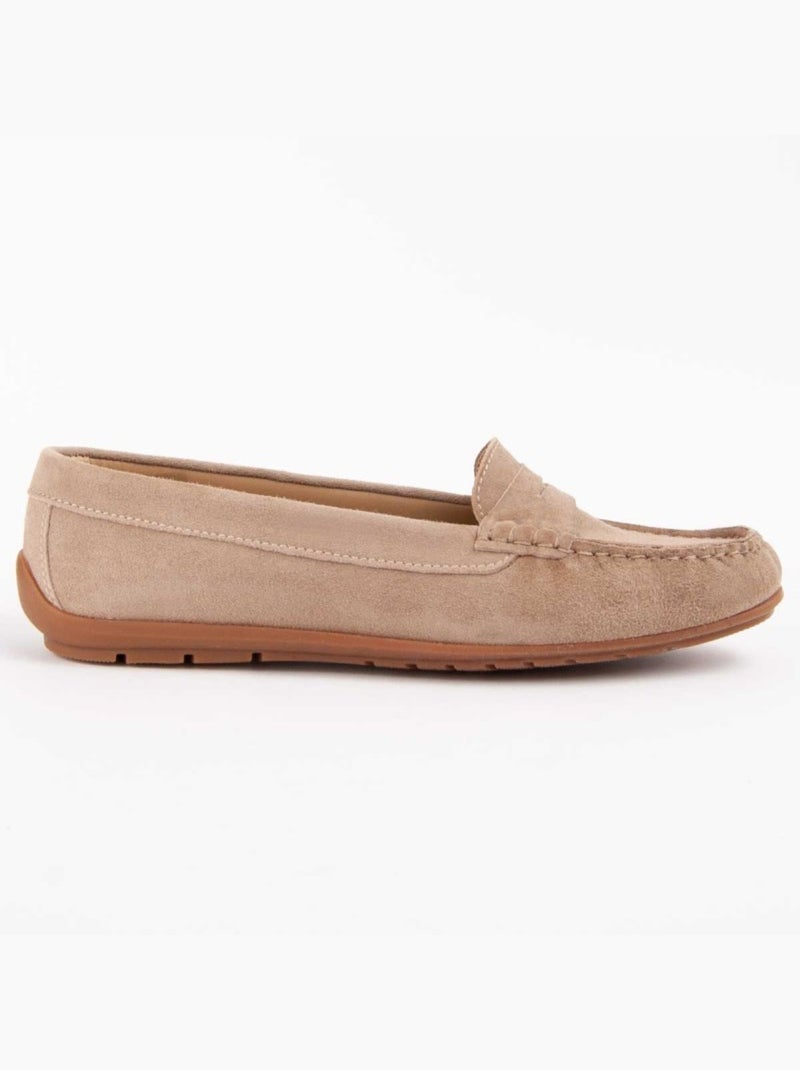 Mocassim Couro Natural Purapiel Bege - Kiabi