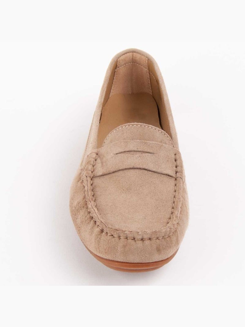 Mocassim Couro Natural Purapiel Bege - Kiabi