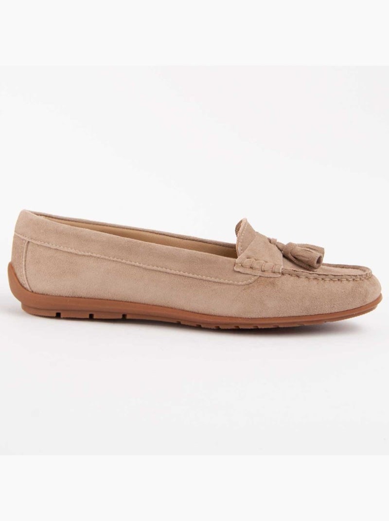Mocassim Couro Natural Purapiel Bege - Kiabi