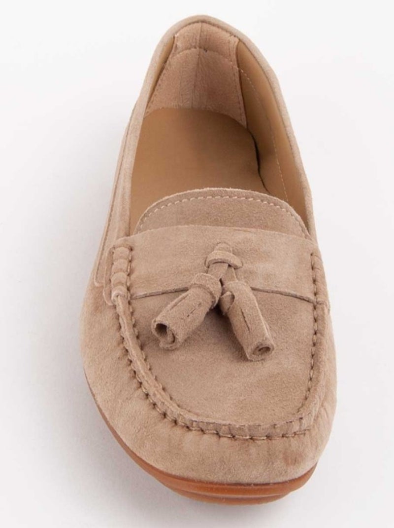 Mocassim Couro Natural Purapiel Bege - Kiabi
