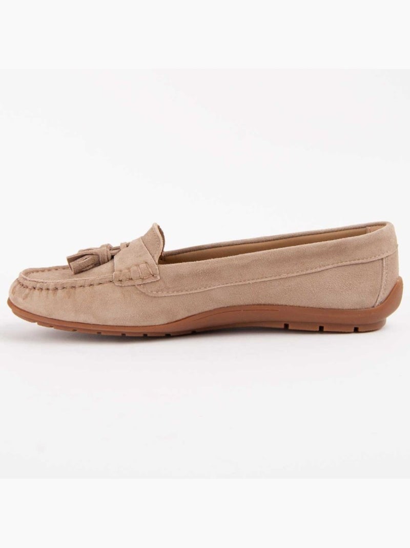 Mocassim Couro Natural Purapiel Bege - Kiabi