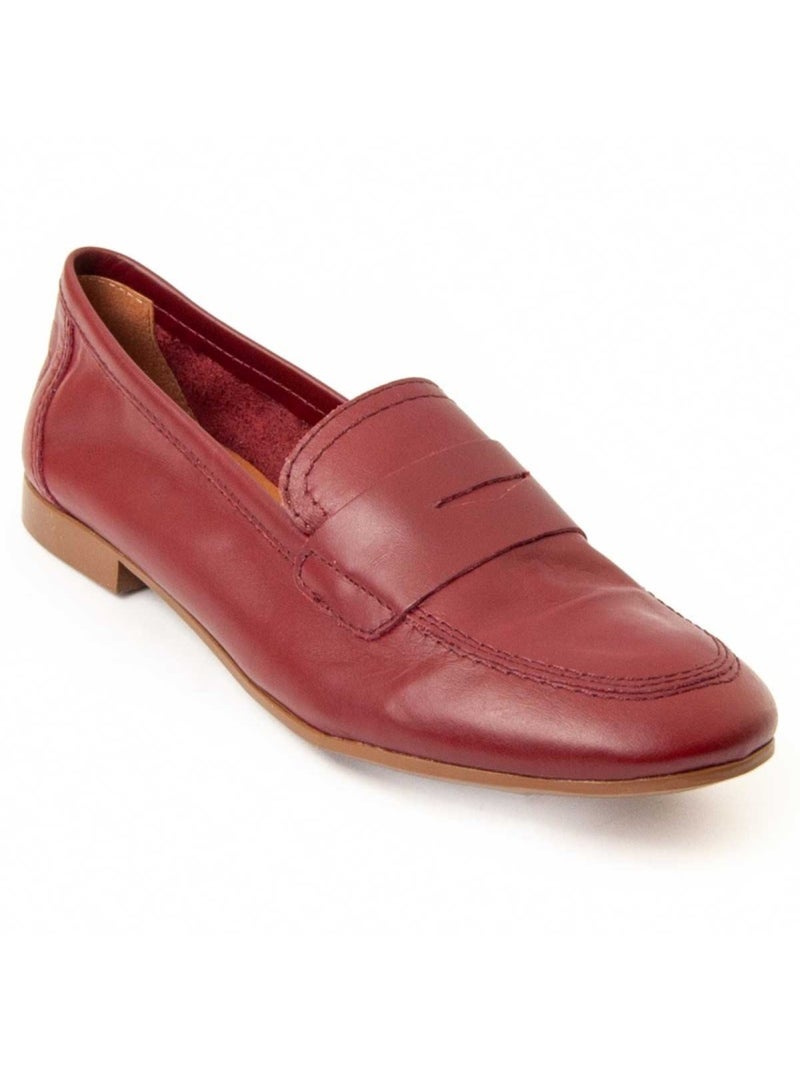 Mocassim Couro Natural Purapiel Bordô - Kiabi