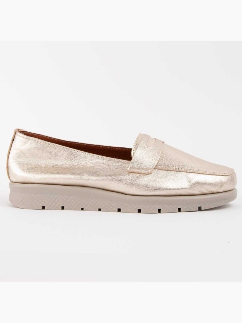 Mocassim Couro Natural Purapiel Dourado/Ouro - Kiabi