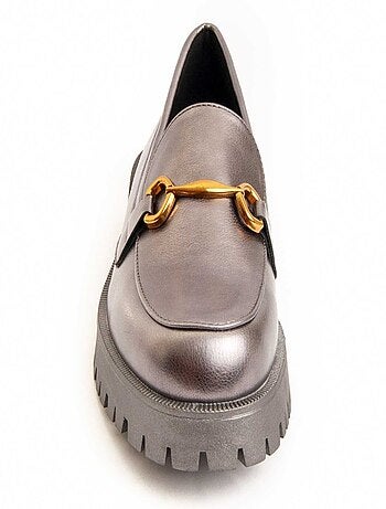Mocassim De Plataforma Material Sintético E Têxtil Montevita