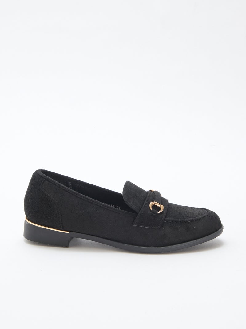 Mocassim raso de camurça Preto - Kiabi