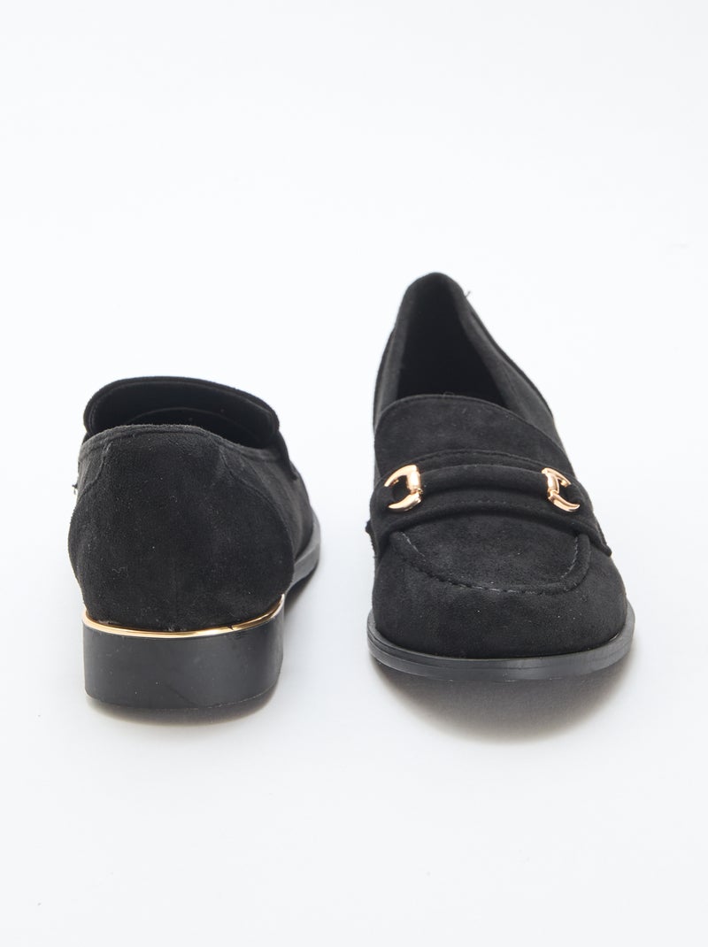 Mocassim raso de camurça Preto - Kiabi