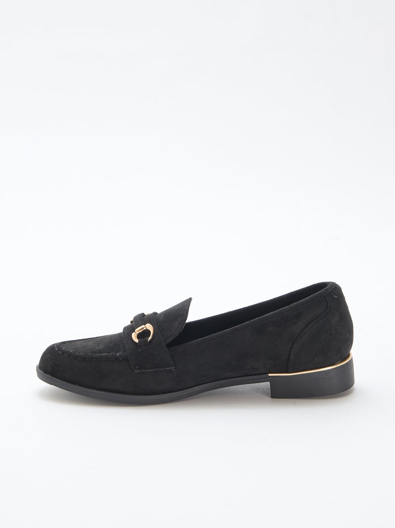 Mocassim raso de camurça Preto - Kiabi