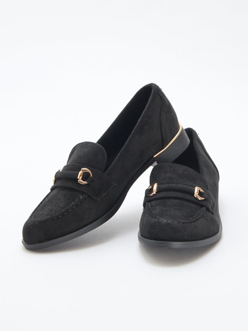 Mocassim raso de camurça Preto - Kiabi