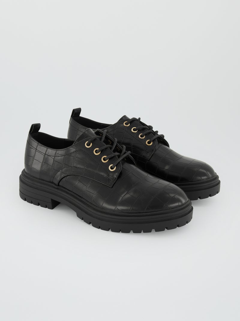 Mocassins com atacadores com solas grossas Preto - Kiabi