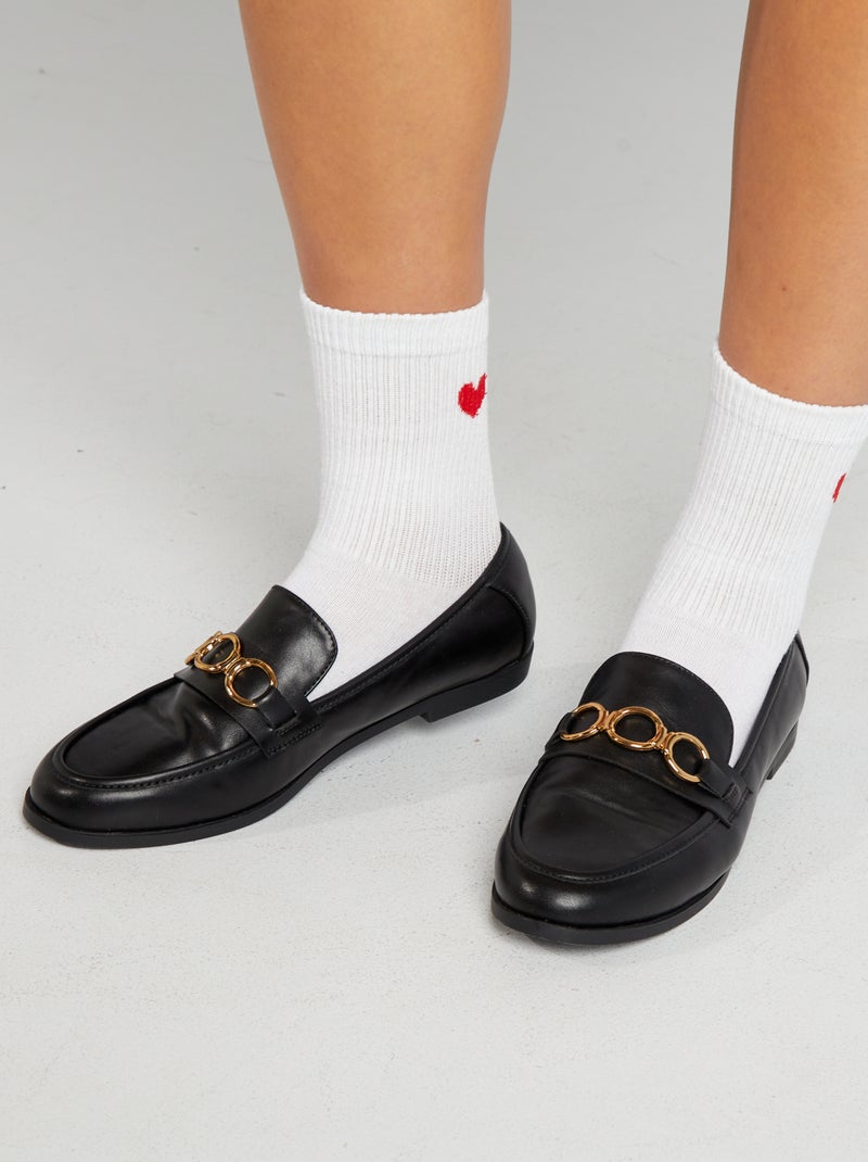 Mocassins com corrente dourada Preto - Kiabi