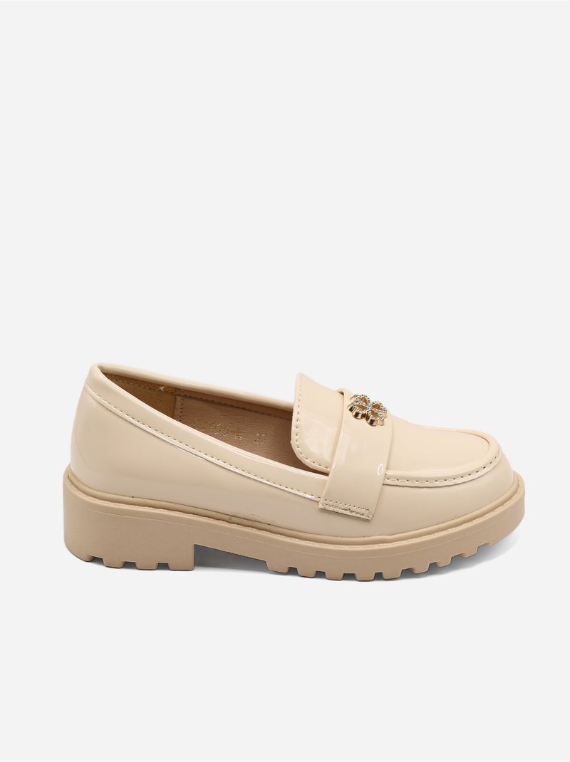 Mocassins com detalhes em strass Creme - Kiabi