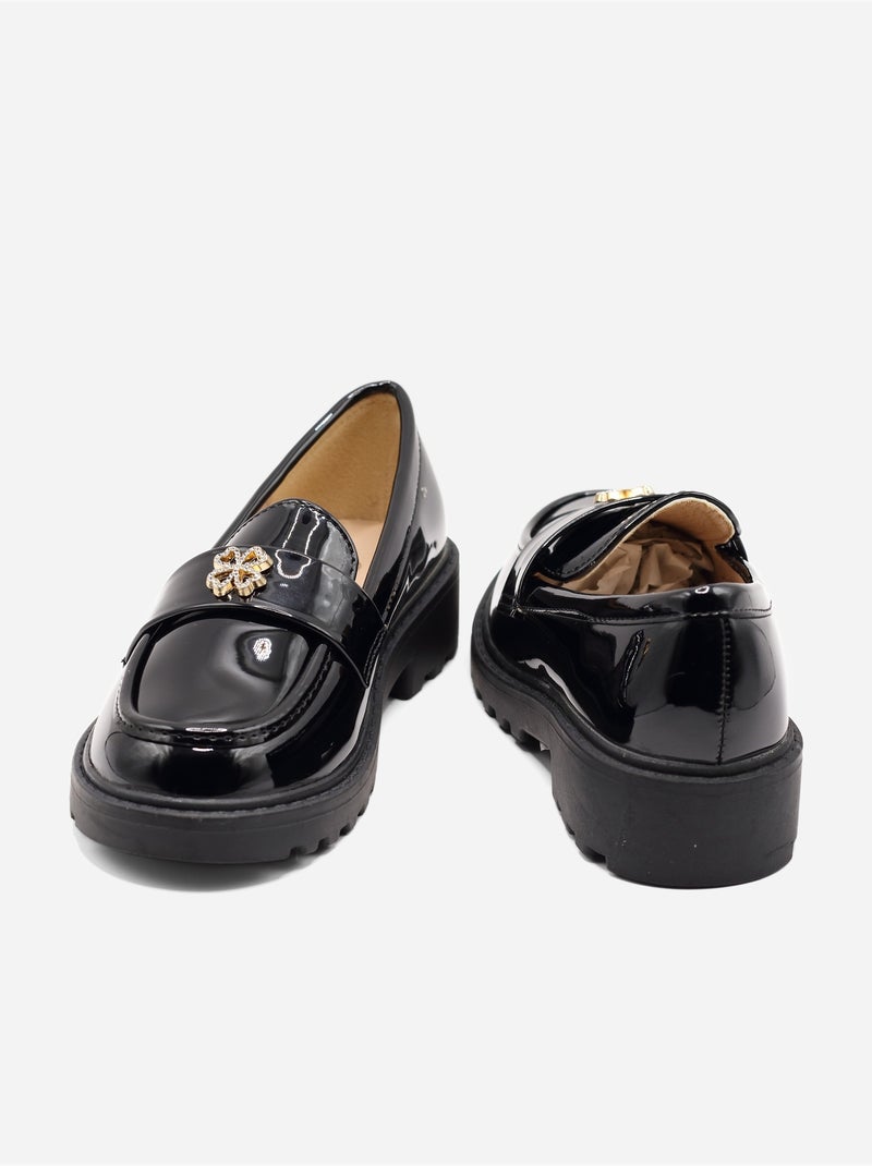 Mocassins com detalhes em strass Preto - Kiabi