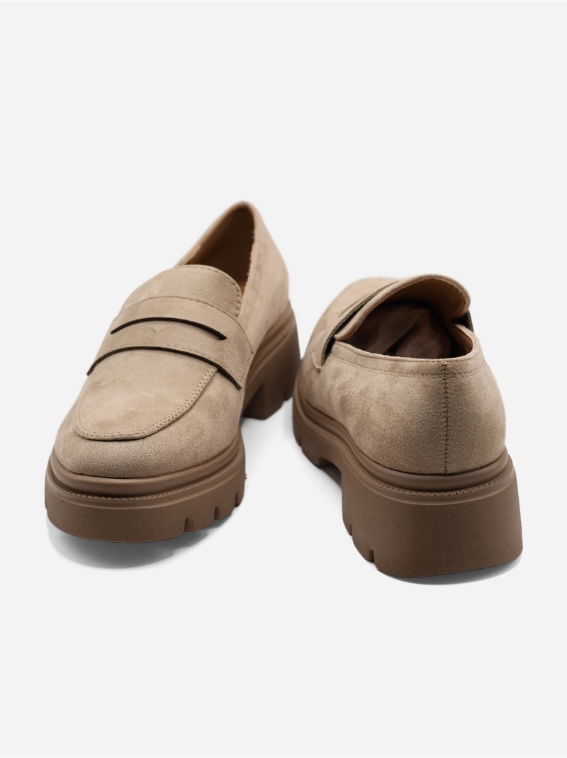 Mocassins com efeito de camurça Toupe - Kiabi