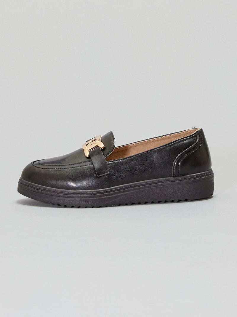Mocassins com fivela dourada Preto - Kiabi