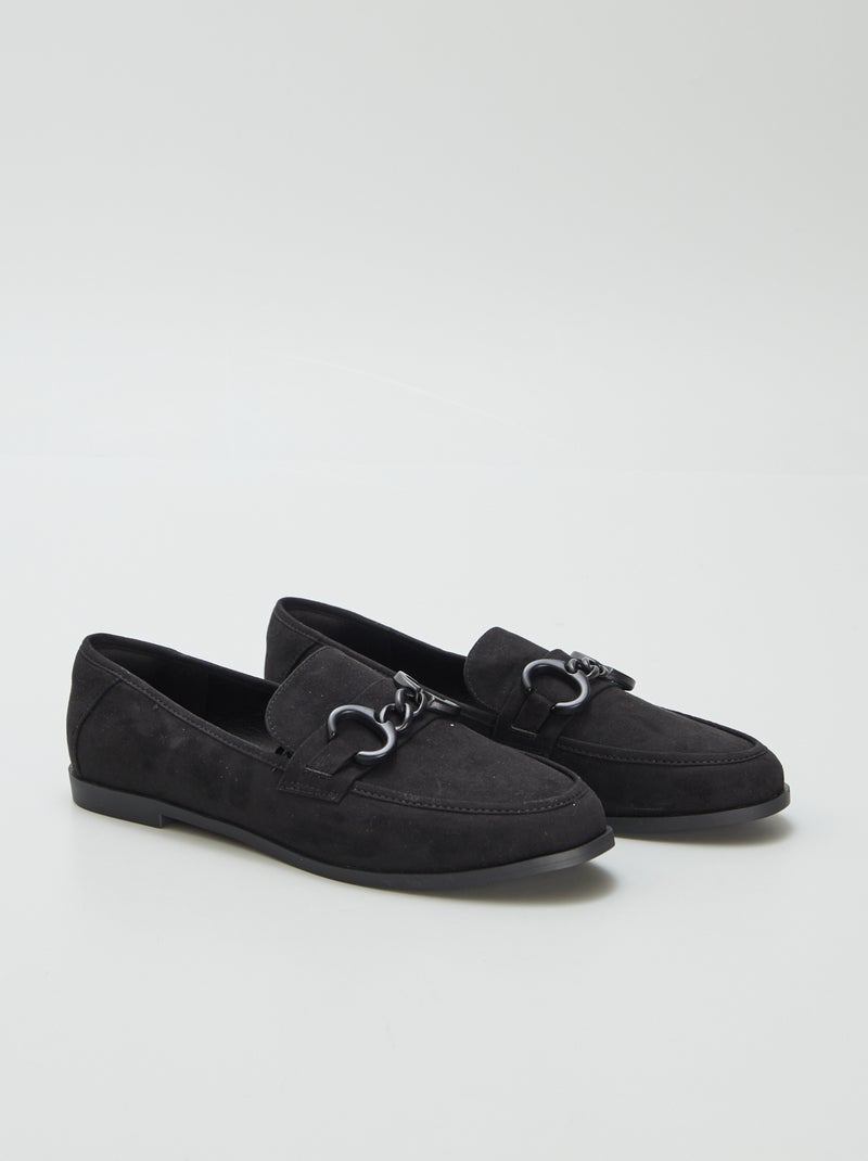Mocassins com fivela em camurça sintética PRETO - Kiabi