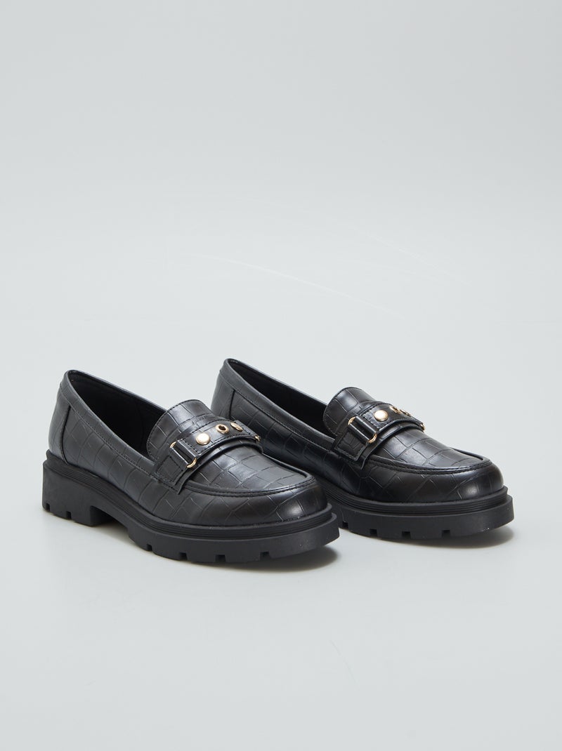 Mocassins com sola de cunha PRETO - Kiabi