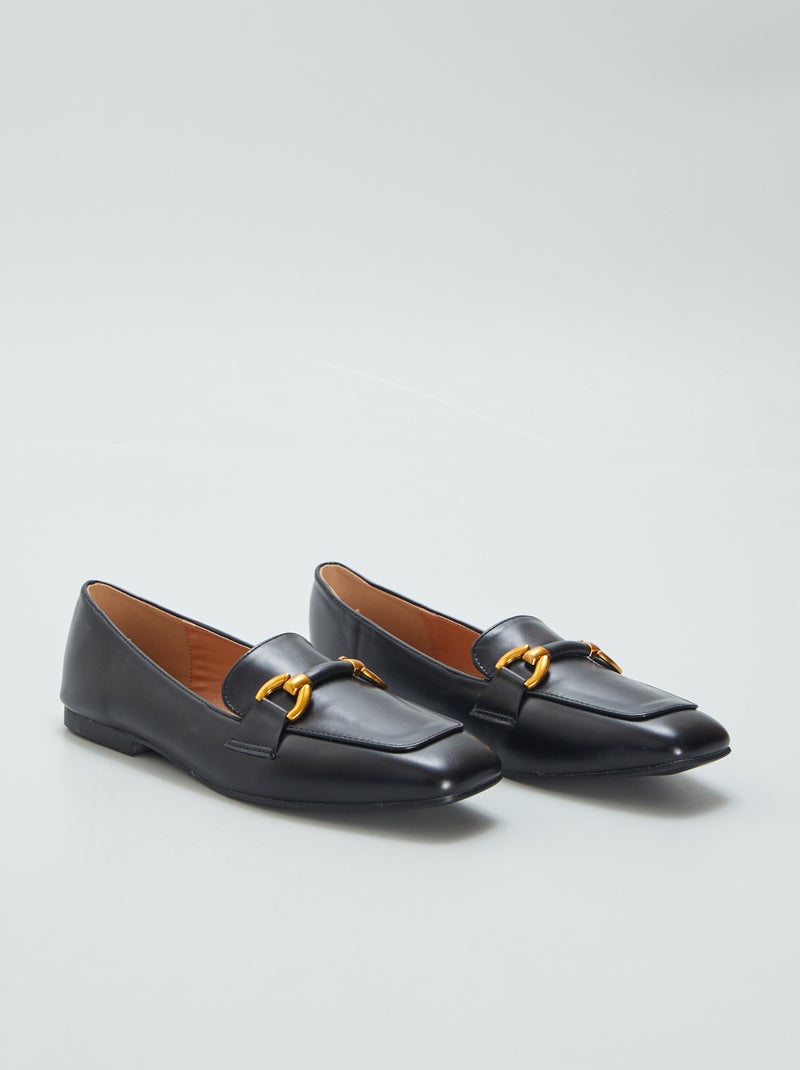 Mocassins com tiras douradas Preto - Kiabi