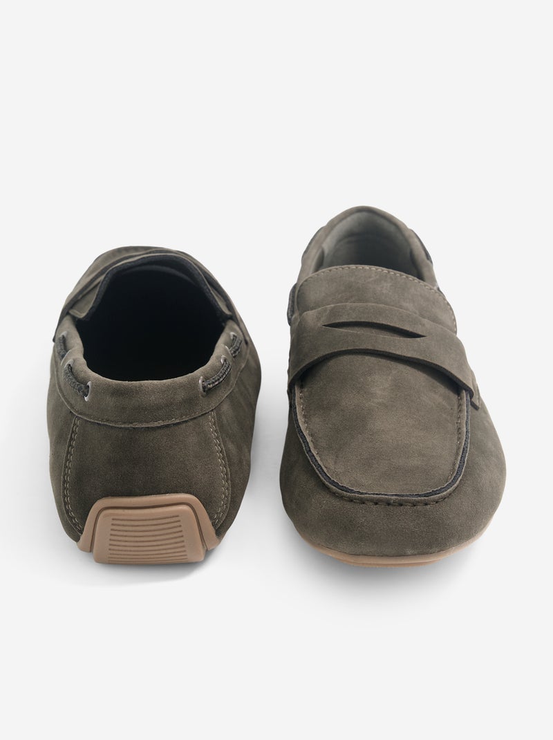 Mocassins de barco em camurça sintética Castanho - Kiabi