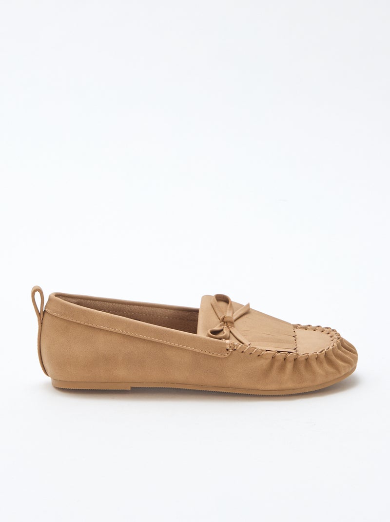 Mocassins de camurça com franjas Bege - Kiabi